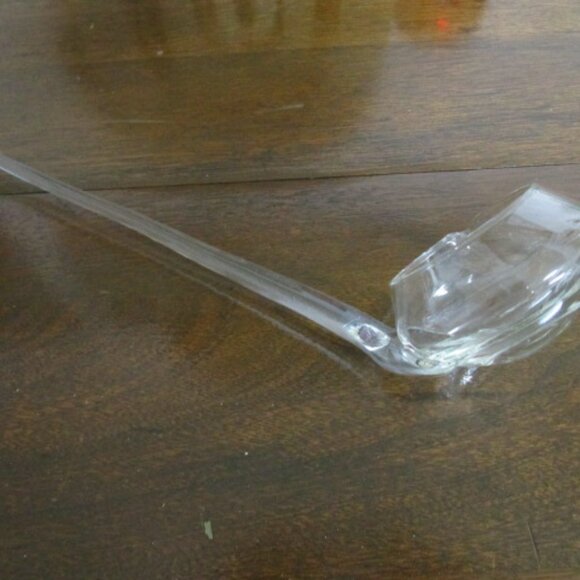 Vtg Mid Century Glass Punch Bowl Ladle Applied Handle 15" Flat Bottom - Picture 6 of 9